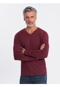 Ombre Clothing - Zestaw longsleeve męski V-NECK - mix 2-pak V7 Z41 - XXL. Okazja: na co dzień. Kolor: czerwony. Materiał: bawełna, materiał, skóra, tkanina. Długość rękawa: długi rękaw. Długość: długie. Wzór: gładki, jednolity. Styl: wizytowy, klasyczny, casual #4