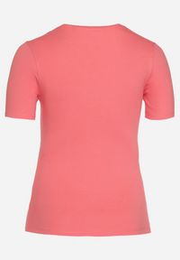 Born2be - Różowy T-shirt Bawełniany z Krótkim Rękawem i Metalicznym Nadrukiem oraz Cyrkoniami Sanesti. Okazja: na spotkanie biznesowe, na co dzień. Kolor: różowy. Materiał: bawełna. Długość rękawa: krótki rękaw. Długość: krótkie. Wzór: nadruk. Styl: casual, elegancki, biznesowy #3