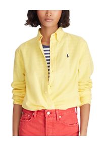 Ralph Lauren - RALPH LAUREN - Koszula Relaxed Fit. Typ kołnierza: polo. Kolor: żółty. Materiał: materiał. Długość rękawa: długi rękaw. Długość: długie. Wzór: haft, kolorowy #5