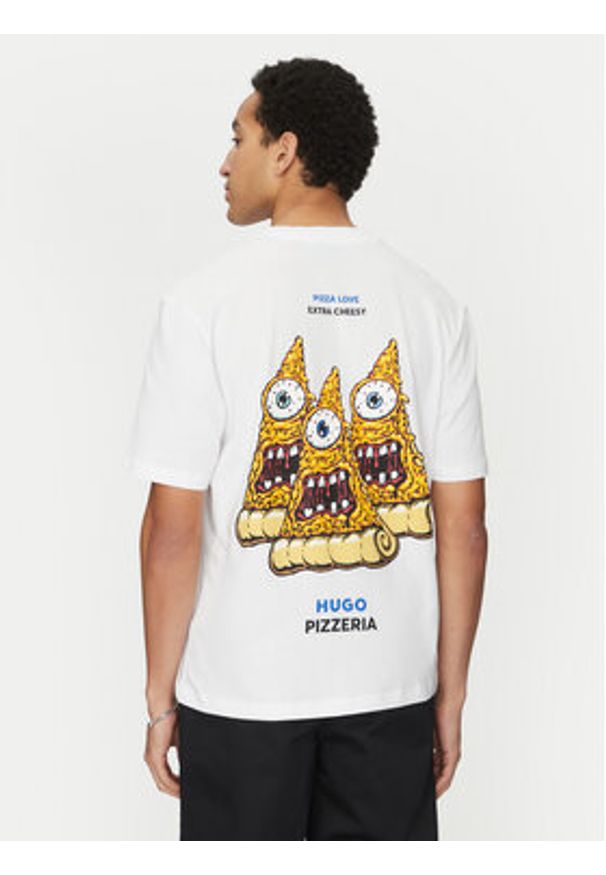 Hugo - HUGO T-Shirt Nizzerio 50533390 Biały Regular Fit. Kolor: biały. Materiał: bawełna