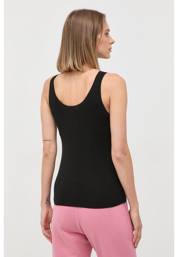 Max Mara Leisure top jedwabny kolor czarny. Kolor: czarny. Materiał: jedwab. Długość rękawa: na ramiączkach. Wzór: gładki