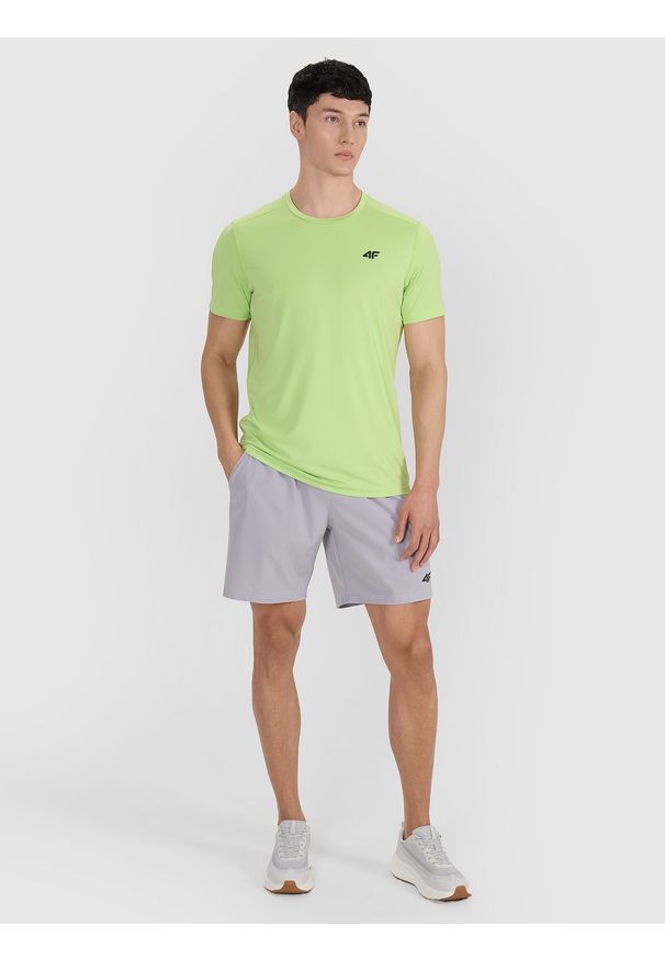 4f - 4F Koszulka treningowa szybkoschnąca męska - zielona 3XL. Kolor: zielony. Materiał: poliester, włókno, elastan, materiał. Wzór: gładki, ze splotem. Sport: fitness