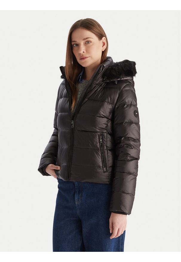 TOMMY HILFIGER - Tommy Hilfiger Kurtka puchowa WW0WW47354 Czarny Slim Fit. Kolor: czarny. Materiał: syntetyk