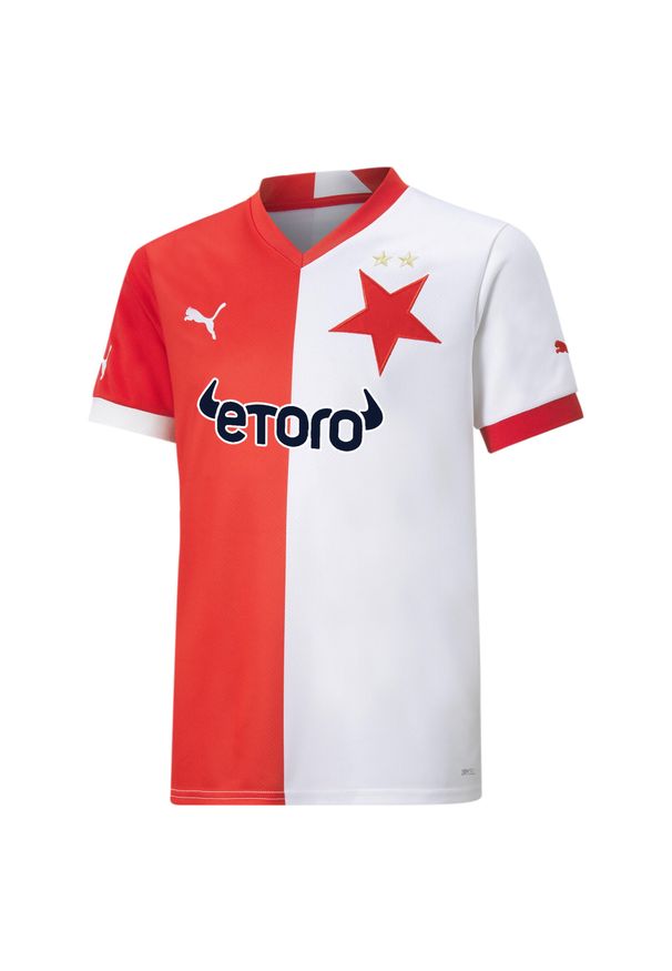 Jersey Puma sk Slavia Praha Home Jr 116 - Oddychająca koszulka piłkarska. Kolor: czerwony, wielokolorowy. Materiał: jersey. Sport: piłka nożna