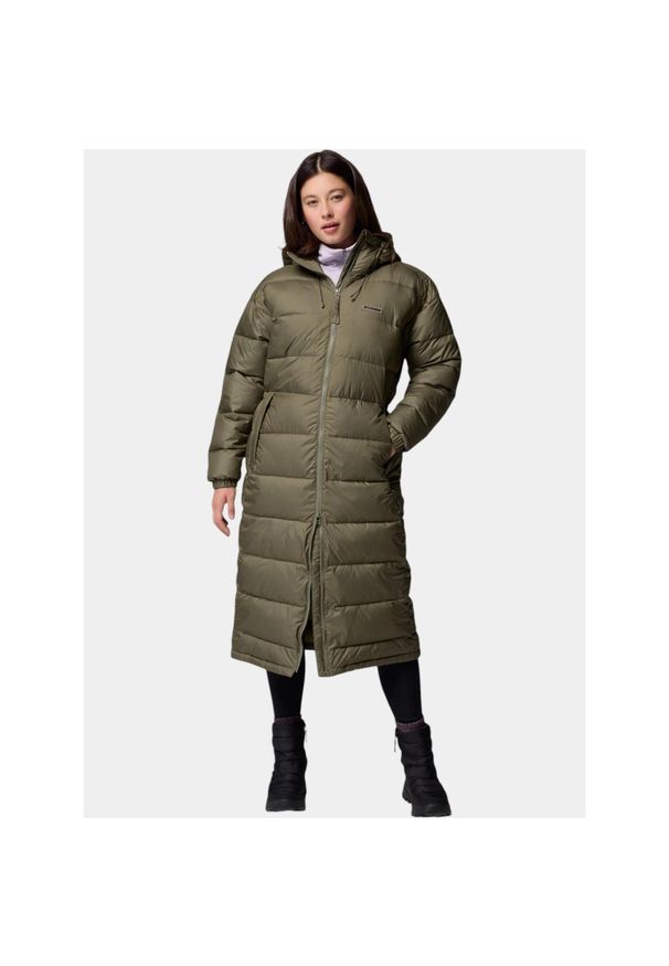 columbia - Płaszcz Zimowy Damski Columbia Pike Lake III Long. Kolor: zielony. Materiał: materiał, puch. Sezon: zima. Sport: turystyka piesza
