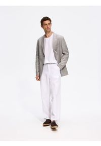 Reserved - Marynarka slim fit z lnem - ciemnoszary. Kolor: szary. Materiał: len #1