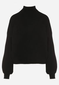 Born2be - Czarny Golf z Bufiastymi Rękawami Wedelia. Okazja: na co dzień. Typ kołnierza: golf. Kolor: czarny. Materiał: jeans. Styl: klasyczny, casual, elegancki #5