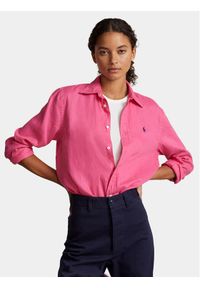 Polo Ralph Lauren Koszula Ls Rx Anw St 211920516014 Różowy Regular Fit. Typ kołnierza: polo. Kolor: różowy. Materiał: len #1