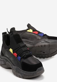 Renee - Czarne Sneakersy z Grubą Podeszwą z Kolorowym Sznurowaniem Soloi. Kolor: czarny. Wzór: kolorowy #5