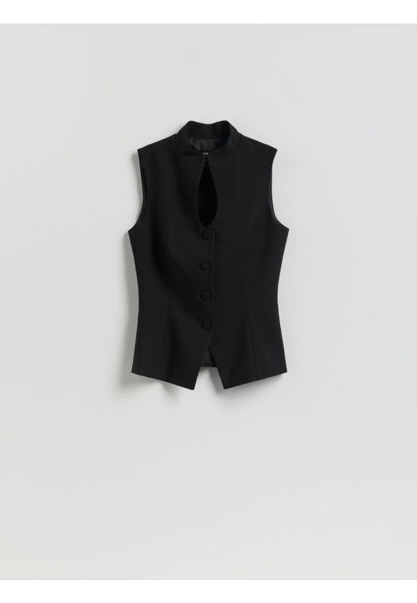 Reserved - LADIES` VEST - czarny. Kolor: czarny. Materiał: tkanina, wiskoza