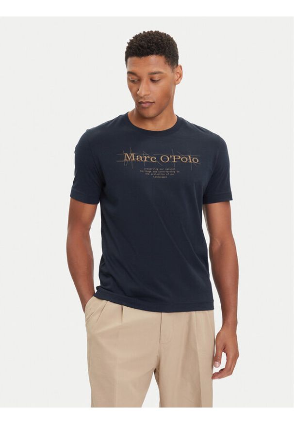 Marc O'Polo T-Shirt 528 2305 51196 Granatowy Regular Fit. Typ kołnierza: polo. Kolor: niebieski. Materiał: bawełna