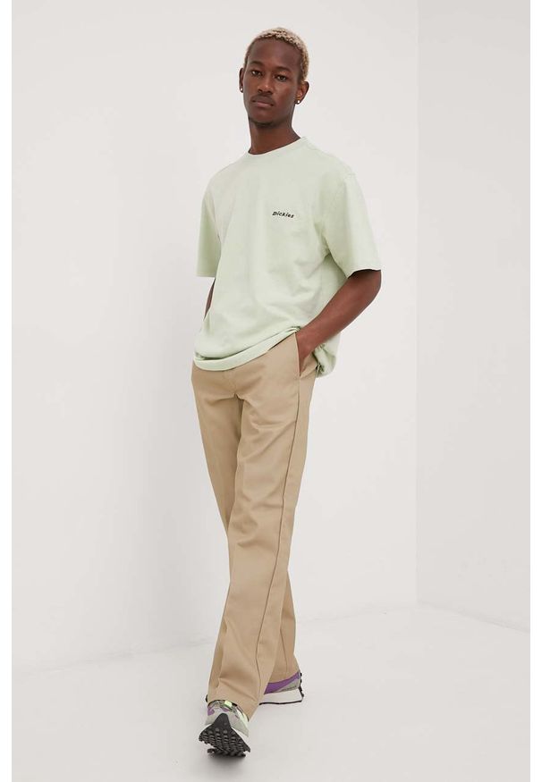Dickies spodnie męskie kolor beżowy proste. Okazja: na co dzień. Kolor: beżowy. Styl: casual