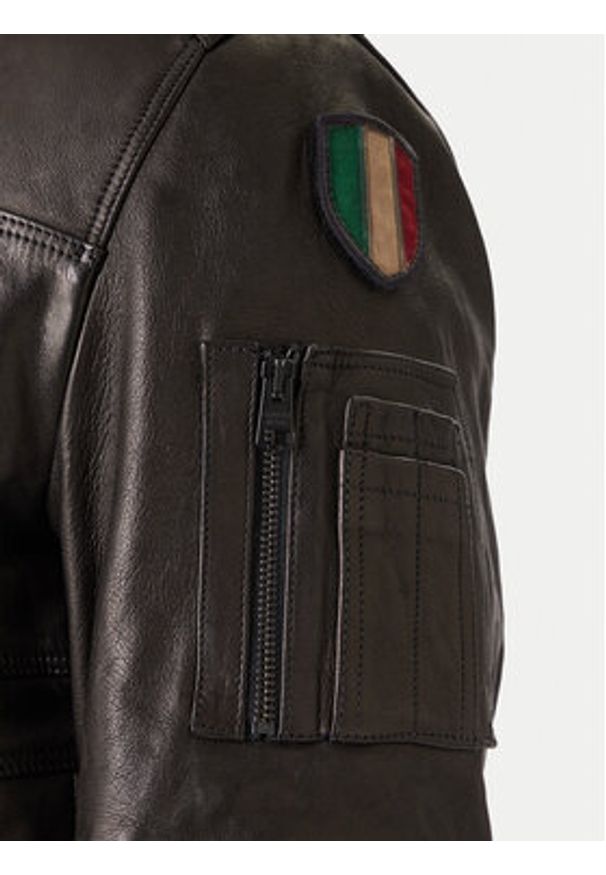 Aeronautica Militare Kurtka skórzana 252PN0846U100839 Czarny Regular Fit. Kolor: czarny. Materiał: skóra