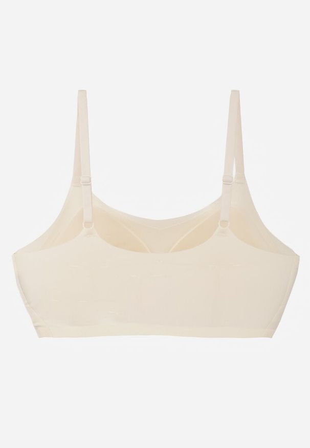 Renee - Jasnobeżowy Usztywniany Biustonosz o Bezszwowym Wykończeniu Bez Fiszbin Leanoreth. Kolor: beżowy. Materiał: materiał