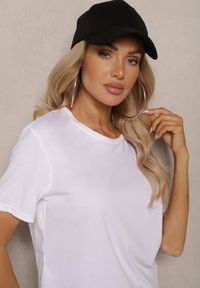 Renee - Biały T-shirt Koszulka z Krótkim Rękawem i Okrągłym Dekoltem Tiarella. Kolor: biały. Materiał: jeans. Długość rękawa: krótki rękaw. Długość: krótkie. Wzór: aplikacja. Styl: klasyczny, elegancki