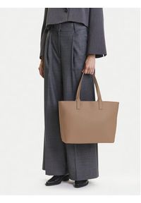 TOMMY HILFIGER - Tommy Hilfiger Torebka Th Logotape Tote AW0AW17449 Beżowy. Kolor: beżowy. Materiał: skórzane #3