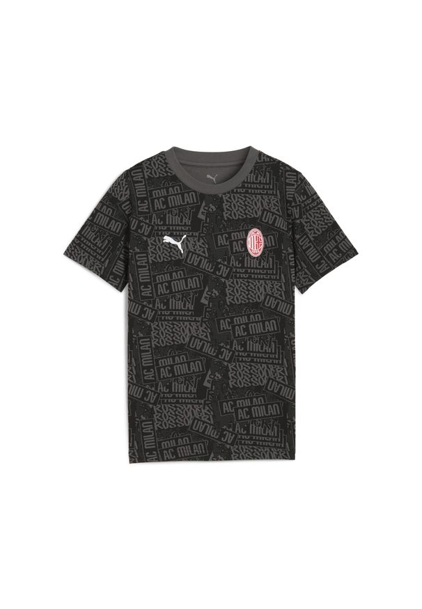 Puma - Młodzieżowa koszulka AC Milan FtblCulture z nadrukiem na całej powierzchni PUMA. Kolor: czarny, czerwony, wielokolorowy. Wzór: nadruk. Sport: piłka nożna