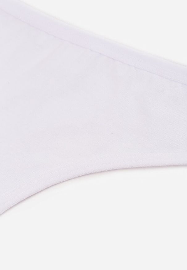 Renee - Białe Gładkie Majtki Stringi z Bawełną Chrysile. Kolor: biały. Materiał: bawełna. Wzór: gładki