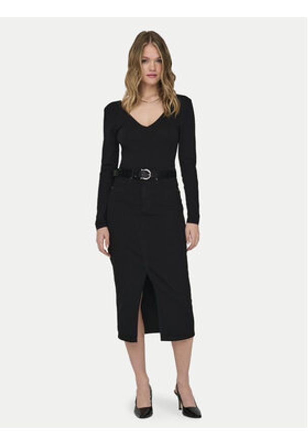 only - ONLY Spódnica jeansowa Siri 15324365 Czarny Regular Fit. Kolor: czarny. Materiał: bawełna