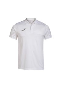 Koszulka polo tenisowa męska Joma Montreal. Typ kołnierza: polo. Kolor: biały. Materiał: mesh, materiał. Sport: tenis