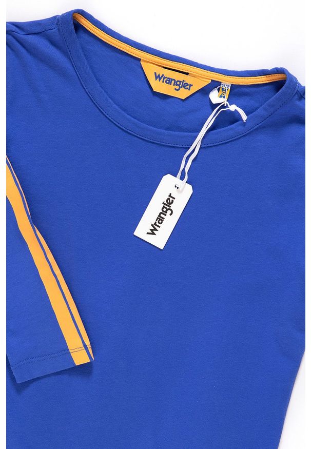 Wrangler - DAMSKI LONGSLEEVE WRANGLER B&Y LS CROP TEE NAUTICAL BLUE W722CF9V2 112130925. Długość rękawa: długi rękaw. Wzór: nadruk
