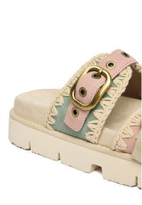 Mou Klapki MU.SW461023A Kolorowy. Materiał: skóra, zamsz. Wzór: kolorowy #6