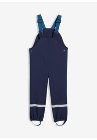 bonprix - Softshellowe spodnie-ogrodniczki, hydrofobowe, ocieplane. Kolor: niebieski