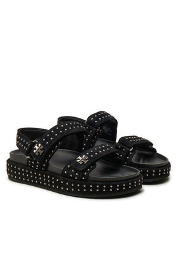 Tory Burch Sandały Kira Sport Sandal 159921 Czarny. Kolor: czarny. Materiał: zamsz, skóra. Styl: sportowy