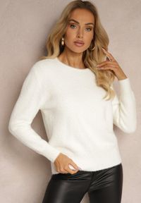Renee - Jasnobeżowy Casualowy Sweter z Dodatkiem Kaszmiru Salielis. Okazja: na co dzień. Kolor: beżowy. Materiał: kaszmir. Styl: casual