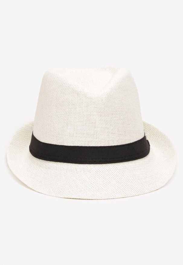 Born2be - Beżowa Pleciony Kapelusz Fedora z Kontrastową Taśmą Zanatia. Kolor: beżowy