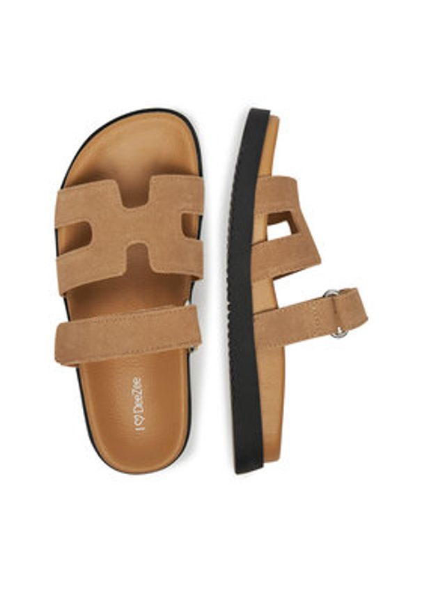 DeeZee Klapki DZ-S1 Beżowy. Kolor: beżowy. Materiał: zamsz, skóra