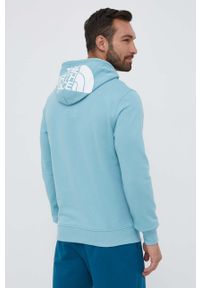 The North Face bluza bawełniana męska kolor turkusowy z kapturem z nadrukiem. Okazja: na co dzień. Typ kołnierza: kaptur. Kolor: turkusowy. Materiał: bawełna. Wzór: nadruk. Styl: casual #5