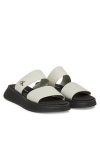 Calvin Klein Jeans Klapki Sandal Slide Double Strap YW0YW01694 Biały. Kolor: biały. Materiał: skóra