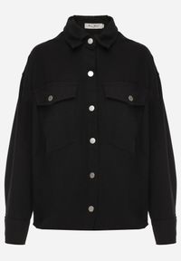 Born2be - Czarna Bawełniana Kurtka Jeansowa o Koszulowym Kroju na Napy Yrelola. Okazja: na co dzień, do pracy. Kolor: czarny. Materiał: jeans, bawełna. Długość: długie. Styl: casual, klasyczny #7