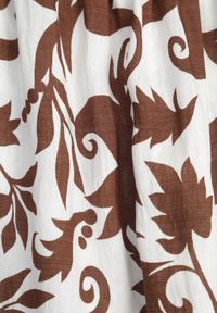 Born2be - Brązowa Rozkloszowana Sukienka z Wiskozy z Bufiastymi Rękawami w Roślinny Wzór Semea. Okazja: na co dzień, do pracy, na spotkanie biznesowe. Kolor: brązowy. Materiał: wiskoza. Sezon: lato. Typ sukienki: rozkloszowane, proste. Styl: casual, biznesowy. Długość: maxi #5