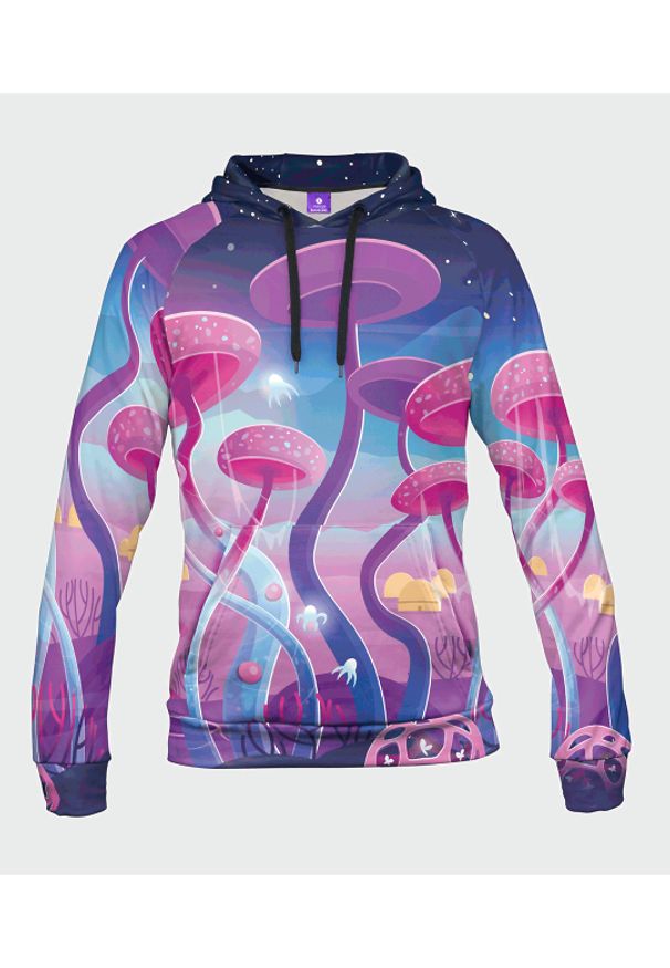 MegaKoszulki - Bluza męska fullprint z kapturem Magic Mushrooms. Typ kołnierza: kaptur. Materiał: dzianina, dresówka