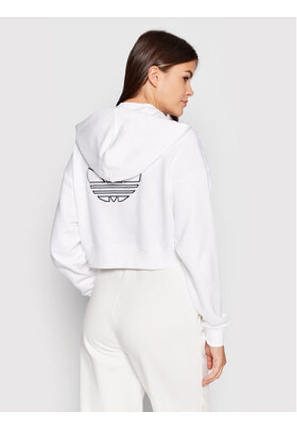 Adidas - adidas Bluza HK5170 Biały Loose Fit. Kolor: biały. Materiał: bawełna