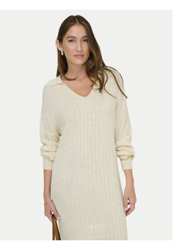 only - ONLY Sukienka dzianinowa Tessa 15353117 Beżowy Regular Fit. Kolor: beżowy. Materiał: syntetyk