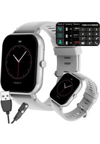 NoName - Smartwatch zegarek damski męski gumowy pasek sport bluetooth rozmowy szary. Rodzaj zegarka: smartwatch. Kolor: szary. Materiał: guma. Styl: sportowy #1