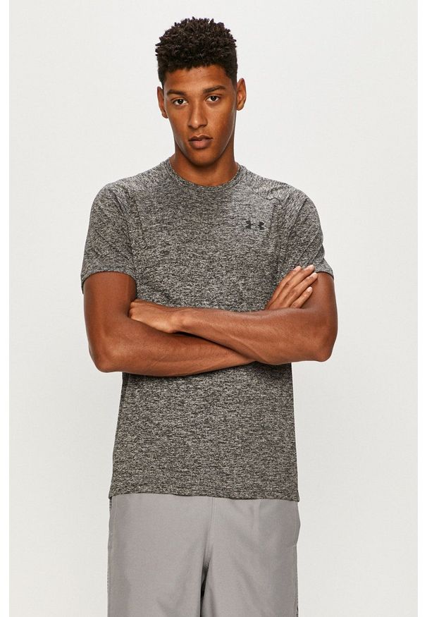 Under Armour - T-shirt. Okazja: na co dzień. Kolor: czarny. Materiał: materiał. Styl: casual