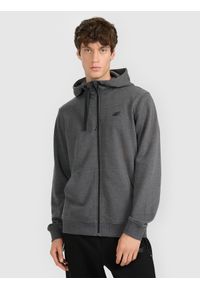 4f - 4F Bluza dresowa rozpinana z kapturem męska - szara 3XL. Okazja: na co dzień. Typ kołnierza: kaptur. Kolor: szary. Materiał: dresówka. Styl: casual. Sport: fitness #1