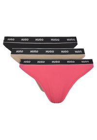 Hugo - HUGO Komplet 3 par stringów 50480150 Kolorowy. Materiał: bawełna. Wzór: kolorowy