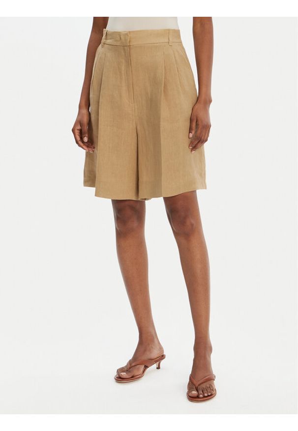 Marella Bermudy Rosta 2515141032 Beżowy Relaxed Fit. Kolor: beżowy. Materiał: len