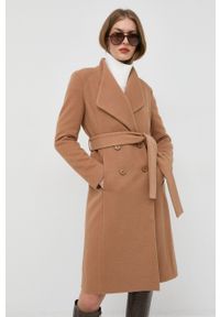 Liu Jo płaszcz z domieszką wełny kolor beżowy przejściowy dwurzędowy. Okazja: na co dzień. Kolor: beżowy. Materiał: wełna. Styl: casual #1