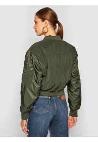 Lee - LEE SATEEN BOMBER DAMSKA KURTKA PRZEJŚCIOWA OLIVE GREEN L56EMMNX