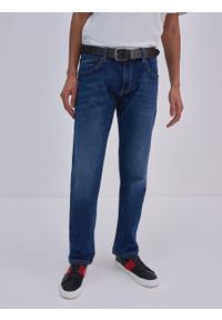 Big-Star - Spodnie jeans męskie granatowe Tommy 630. Okazja: na co dzień, do pracy, na spotkanie biznesowe. Kolor: niebieski. Styl: sportowy, casual, biznesowy
