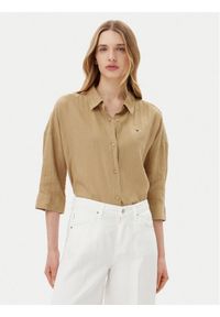 TOMMY HILFIGER - Tommy Hilfiger Koszula WW0WW46169 Beżowy Loose Fit. Kolor: beżowy. Materiał: len