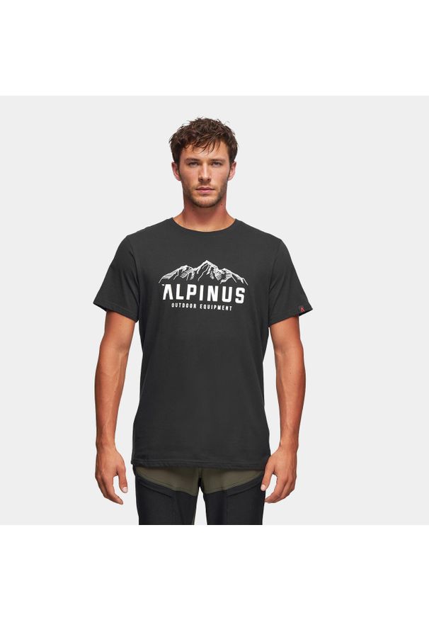 Koszulka turystyczna męska z krótkim rękawem Alpinus Mountains. Kolor: czarny. Długość rękawa: krótki rękaw. Długość: krótkie