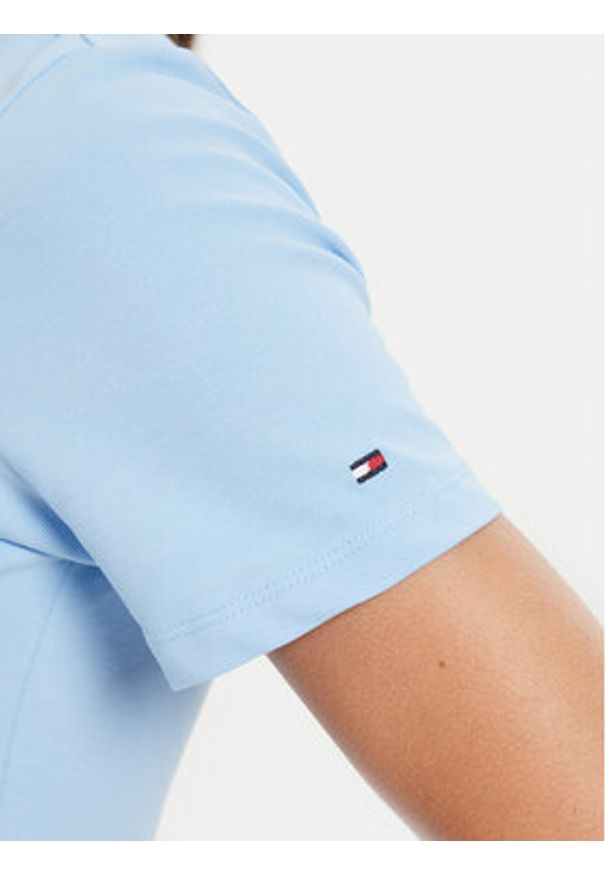 TOMMY HILFIGER - Tommy Hilfiger Polo Script WW0WW43624 Błękitny Slim Fit. Typ kołnierza: polo. Kolor: niebieski. Materiał: bawełna