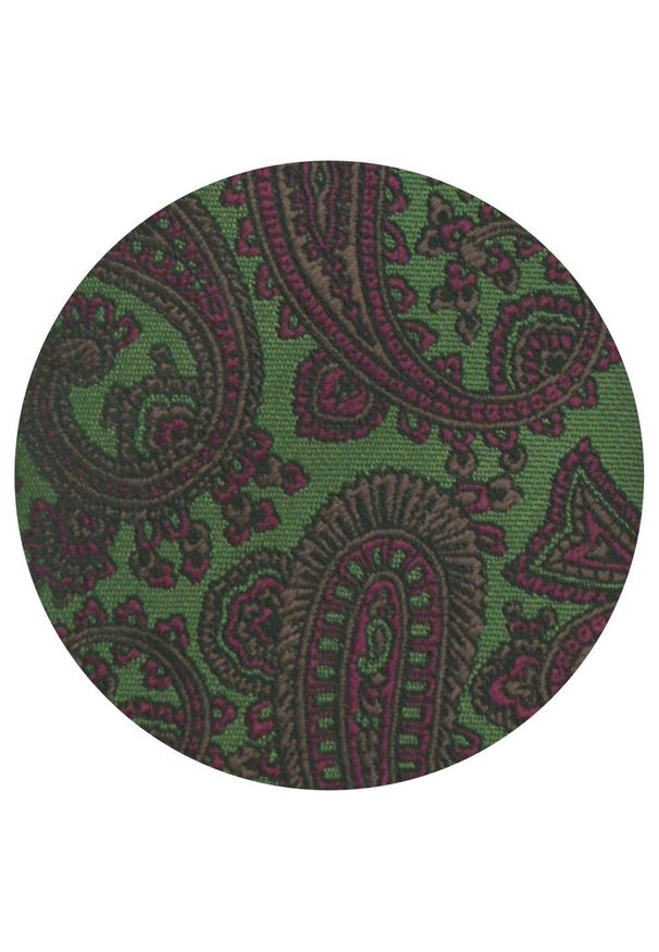 Krawat Męski - Angelo di Monti - Zielony, Duży Wzór Paisley. Kolor: zielony. Materiał: tkanina. Wzór: paisley. Styl: elegancki, wizytowy